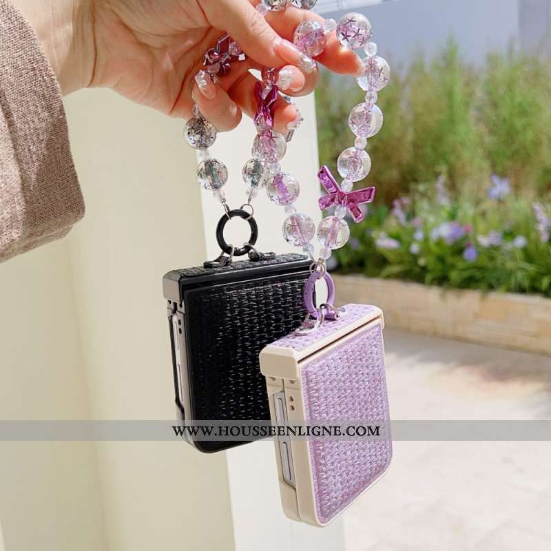 Coque Samsung Galaxy Z Flip 7 FE / Z Flip 6 Simili Cuir et Dragone Fantaisie