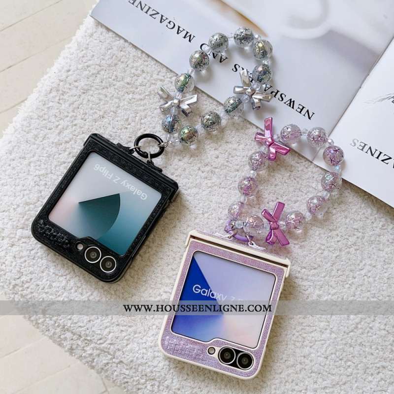 Coque Samsung Galaxy Z Flip 7 FE / Z Flip 6 Simili Cuir et Dragone Fantaisie