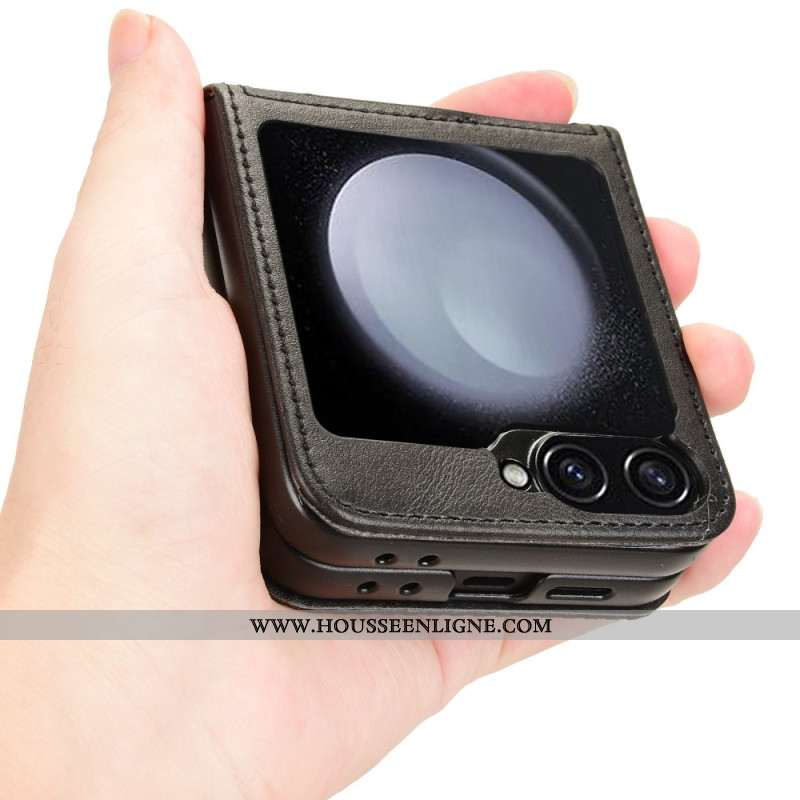 Coque Samsung Galaxy Z Flip 7 FE / Z Flip 6 Style Cuir Rétro Porte-Carte