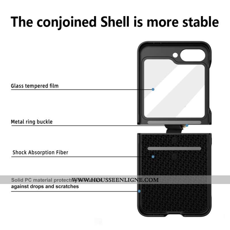 Coque Samsung Galaxy Z Flip 7 FE / Z Flip 6 Support Anneau et Film Protecteur