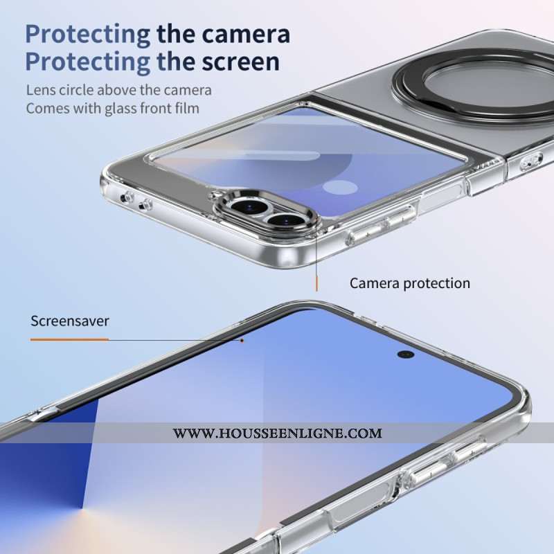 Coque Samsung Galaxy Z Flip 7 FE / Z Flip 6 Support Magnétique et Film Protecteur d'Écran HD