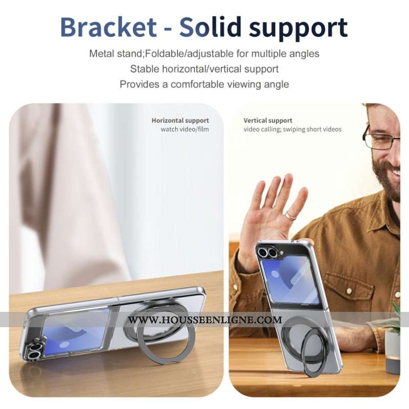 Coque Samsung Galaxy Z Flip 7 FE / Z Flip 6 Support Magnétique et Film Protecteur d'Écran HD