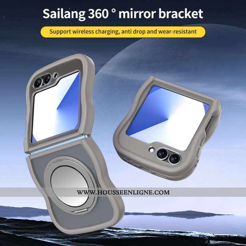 Coque Samsung Galaxy Z Flip 7 FE / Z Flip 6 Support Rotatif et Miroir Intégré