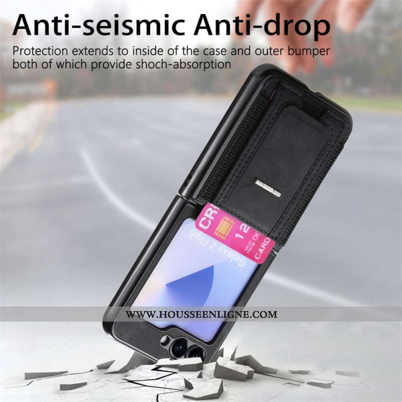 Coque Samsung Galaxy Z Flip 7 FE / Z Flip 6 Support et Porte-Cartes