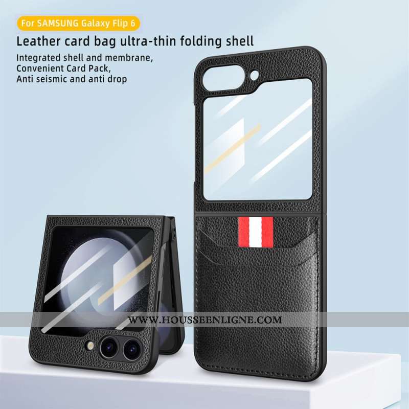 Coque Samsung Galaxy Z Flip 7 FE / Z Flip 6 Texture Litchi Porte-Carte
