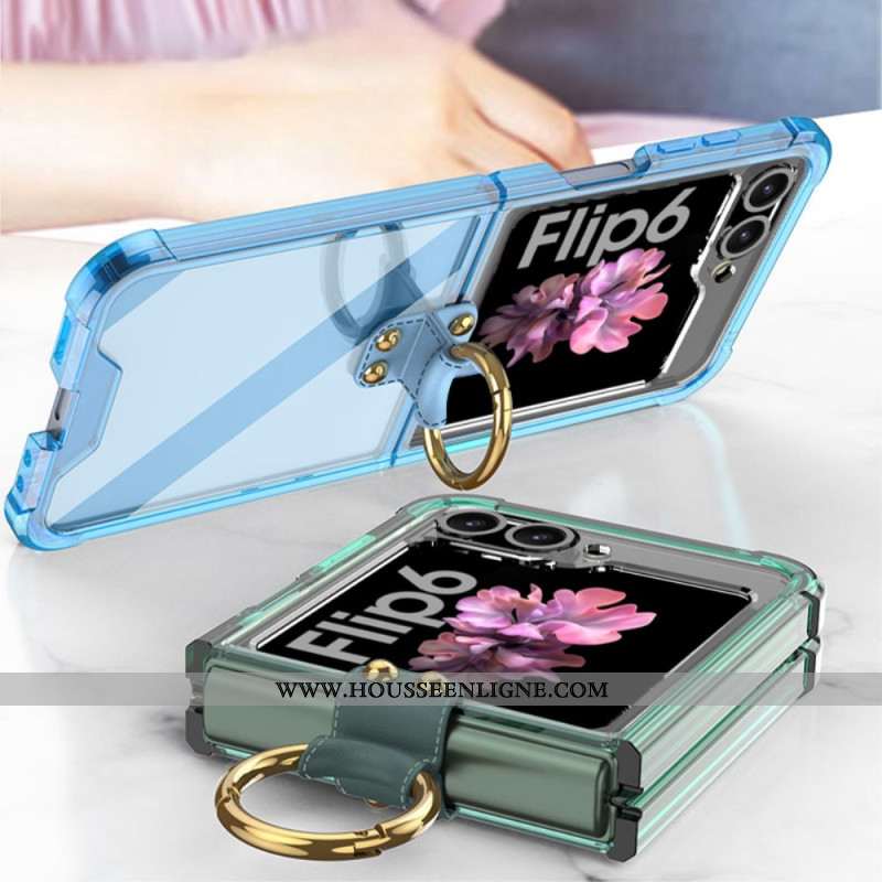 Coque Samsung Galaxy Z Flip 7 FE / Z Flip 6 Transparente Anneau-Support GKK