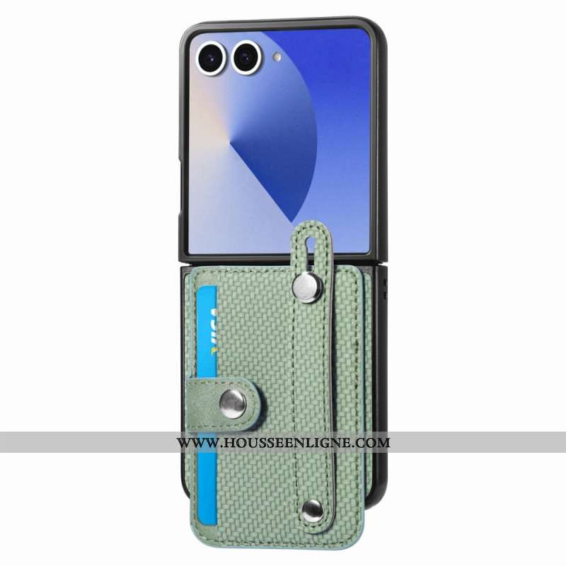 Coque Samsung Galaxy Z Flip 7 Fibre Carbone Porte-Cartes