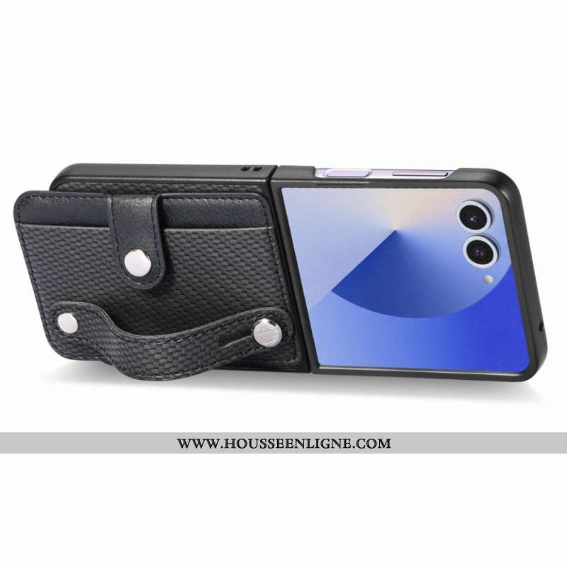 Coque Samsung Galaxy Z Flip 7 Fibre Carbone Porte-Cartes