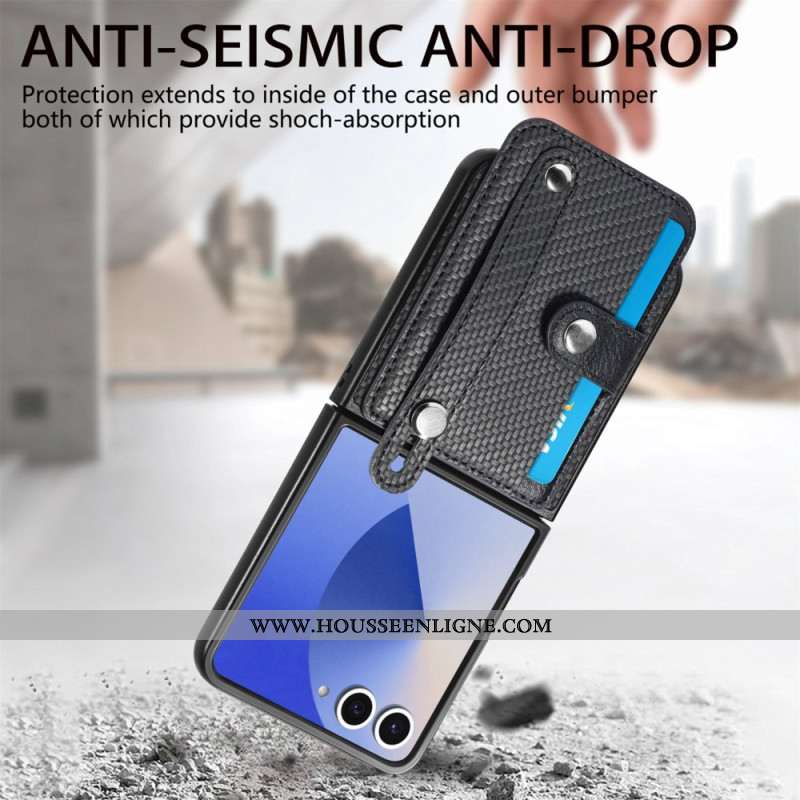 Coque Samsung Galaxy Z Flip 7 Fibre Carbone Porte-Cartes