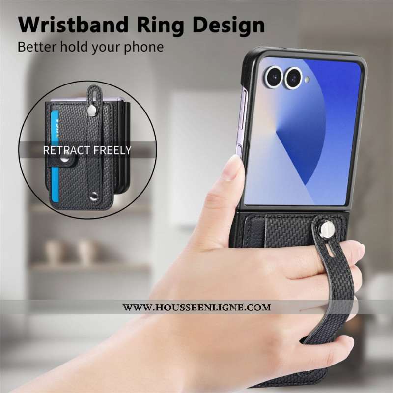 Coque Samsung Galaxy Z Flip 7 Fibre Carbone Porte-Cartes