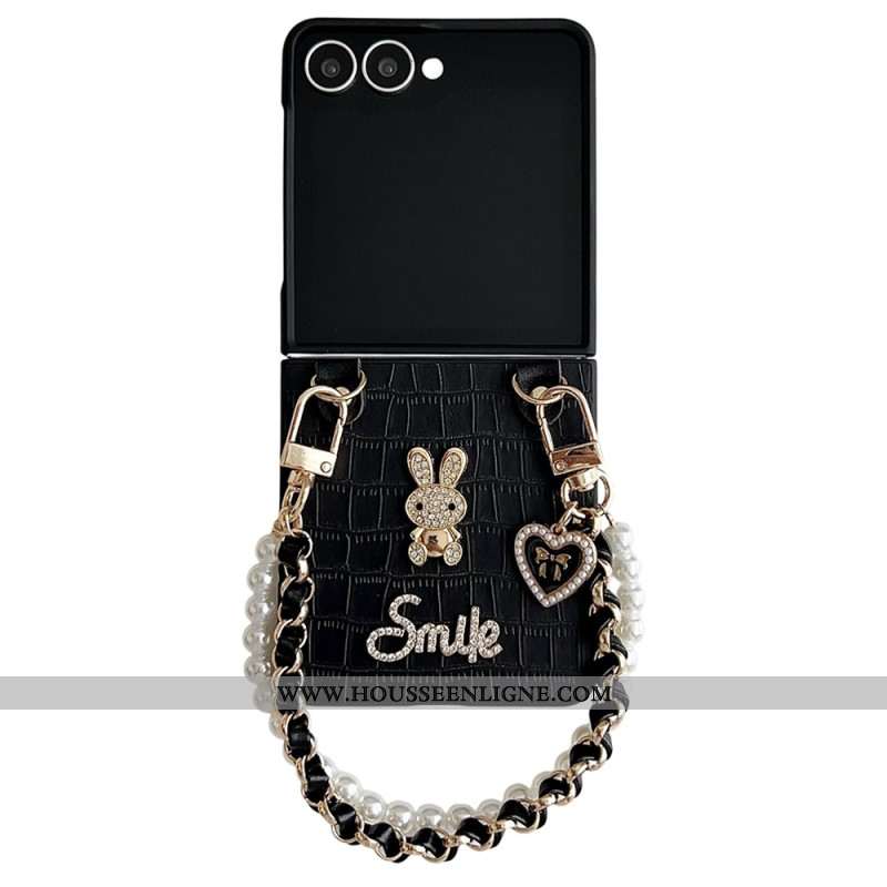 Coque Samsung Galaxy Z Flip 7 Lapin Smile avec Bracelet