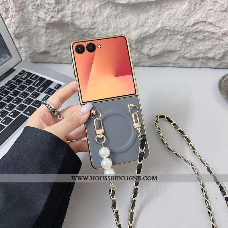 Coque Samsung Galaxy Z Flip 7 Magnétique Bandoulière Breloque