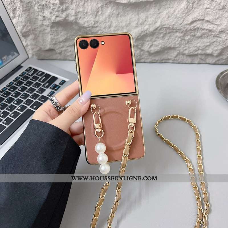 Coque Samsung Galaxy Z Flip 7 Magnétique Bandoulière Breloque