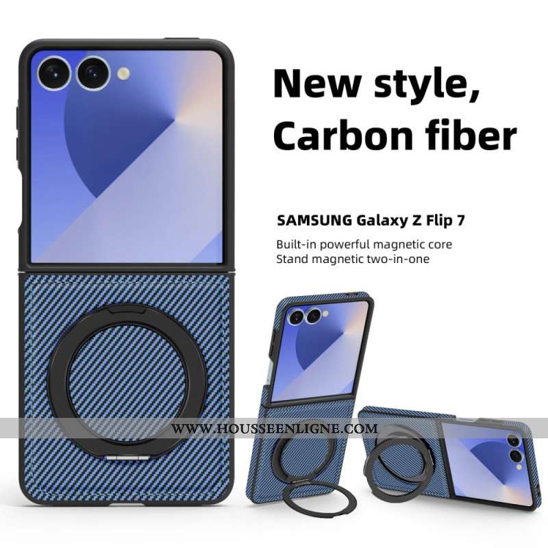 Coque Samsung Galaxy Z Flip 7 Magnétique Fibre Carbone