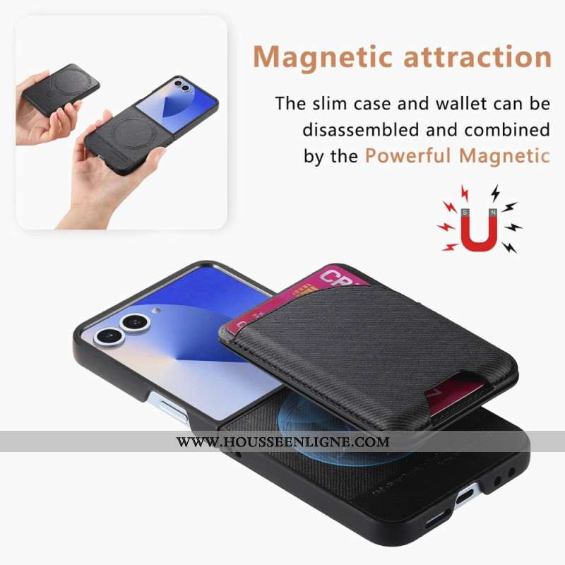 Coque Samsung Galaxy Z Flip 7 Magnétique avec Support et Porte-Cartes détachable
