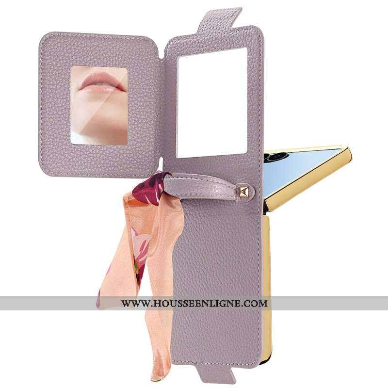 Coque Samsung Galaxy Z Flip 7 Miroir et Porte-cartes