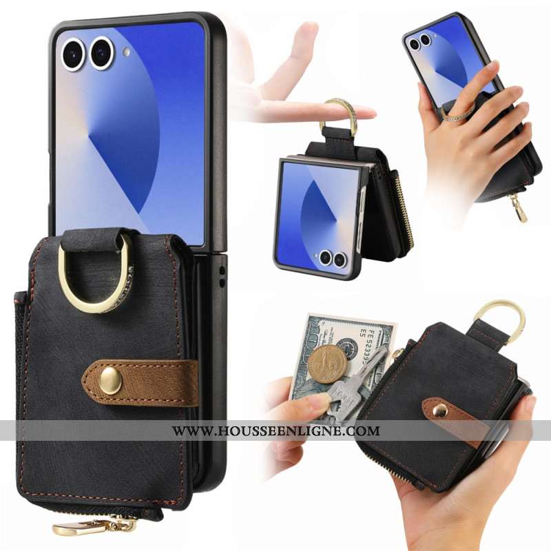 Coque Samsung Galaxy Z Flip 7 Poche Zippée et Porte-Cartes