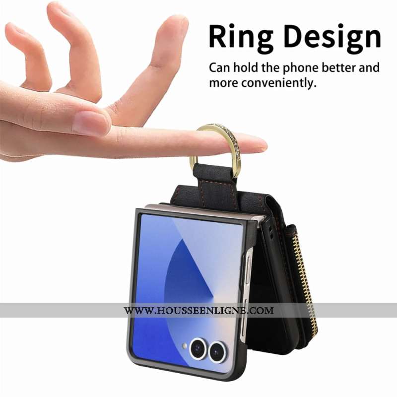 Coque Samsung Galaxy Z Flip 7 Poche Zippée et Porte-Cartes