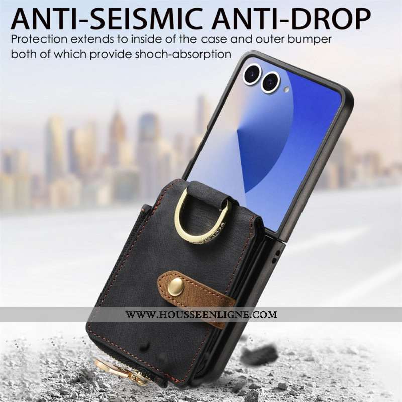 Coque Samsung Galaxy Z Flip 7 Poche Zippée et Porte-Cartes