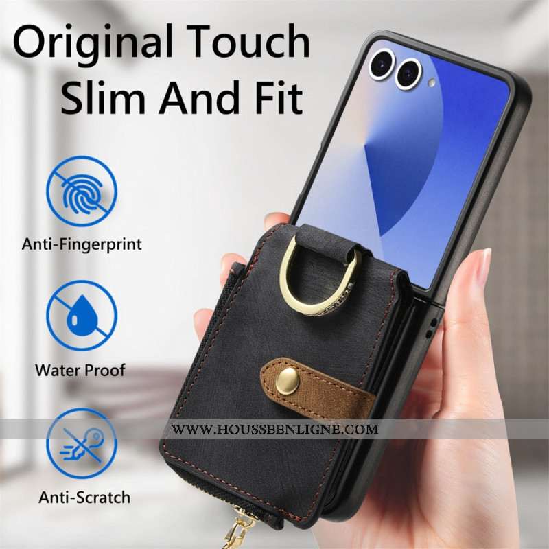 Coque Samsung Galaxy Z Flip 7 Poche Zippée et Porte-Cartes