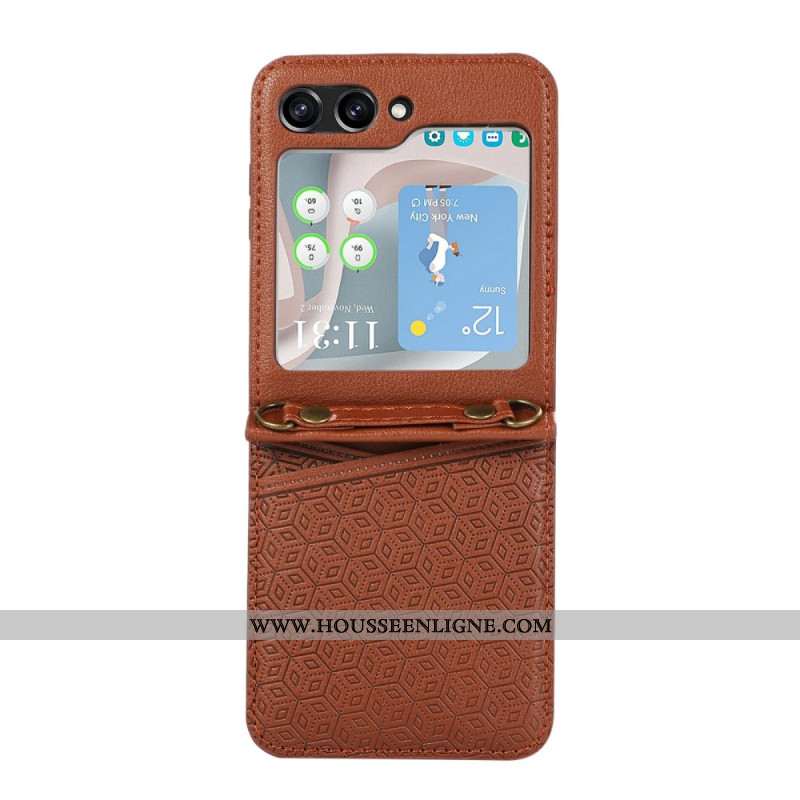 Coque Samsung Galaxy Z Flip 7 Porte-Cartes Design Rhombique