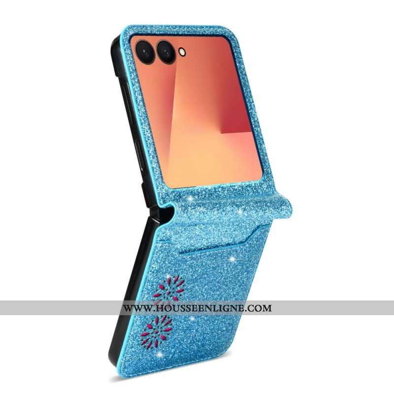 Coque Samsung Galaxy Z Flip 7 Porte-Cartes Paillettes
