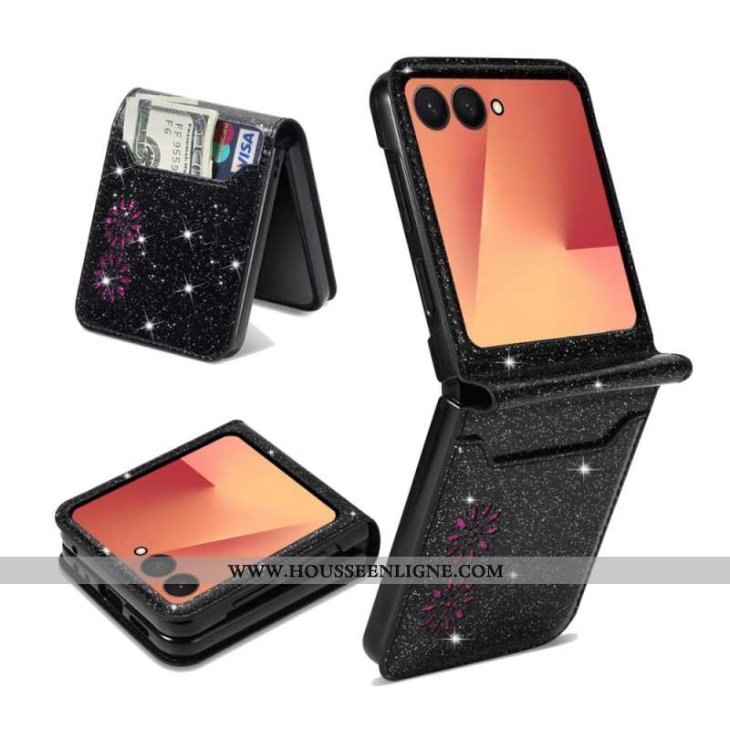 Coque Samsung Galaxy Z Flip 7 Porte-Cartes Paillettes