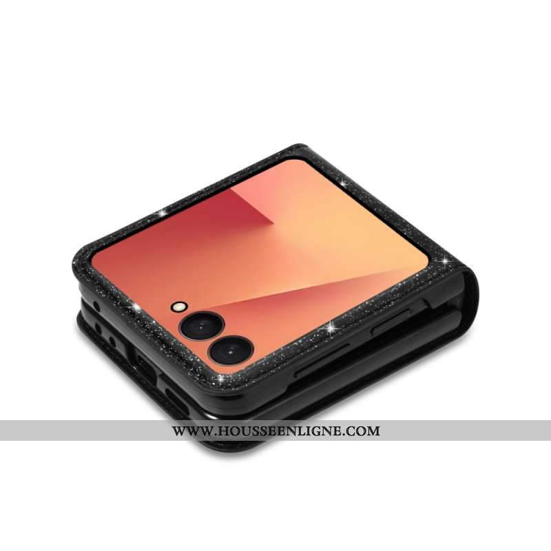 Coque Samsung Galaxy Z Flip 7 Porte-Cartes Paillettes