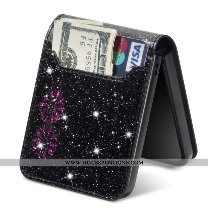 Coque Samsung Galaxy Z Flip 7 Porte-Cartes Paillettes