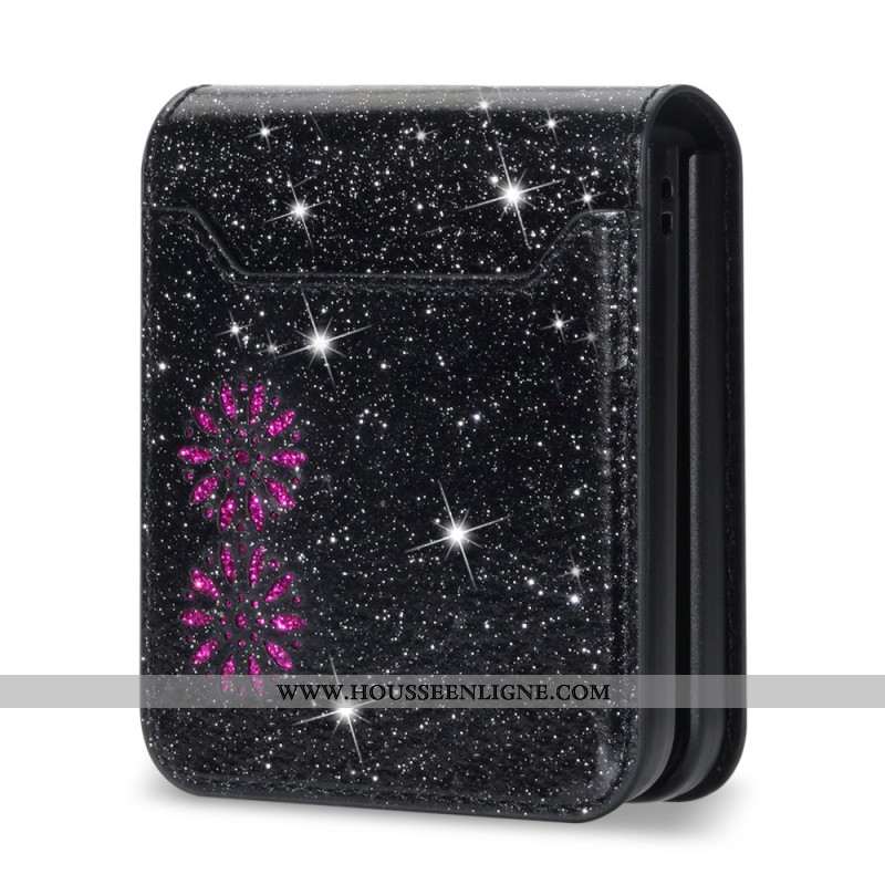 Coque Samsung Galaxy Z Flip 7 Porte-Cartes Paillettes