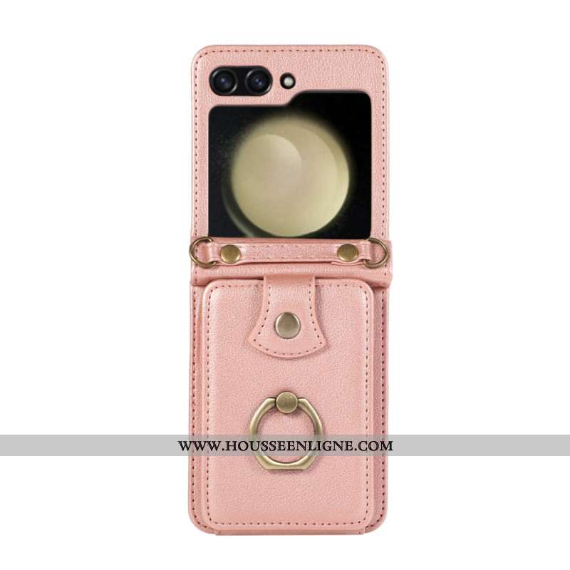 Coque Samsung Galaxy Z Flip 7 Porte-Cartes et Bandoulière