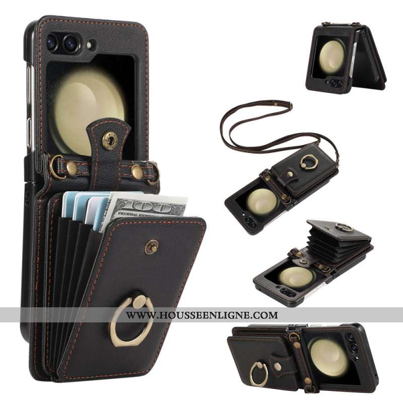 Coque Samsung Galaxy Z Flip 7 Porte-Cartes et Bandoulière