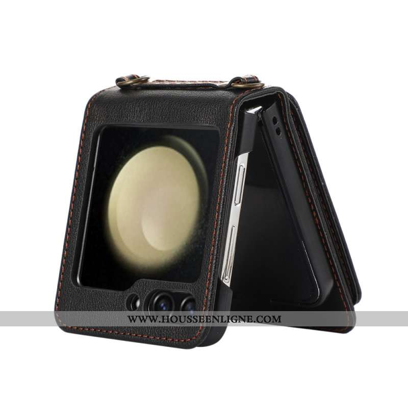 Coque Samsung Galaxy Z Flip 7 Porte-Cartes et Bandoulière