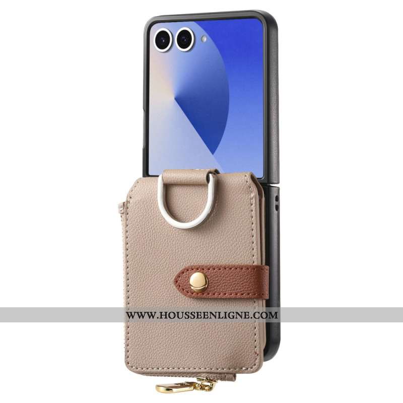 Coque Samsung Galaxy Z Flip 7 Porte-Monnaie et Anneau
