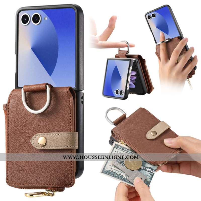 Coque Samsung Galaxy Z Flip 7 Porte-Monnaie et Anneau