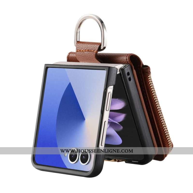 Coque Samsung Galaxy Z Flip 7 Porte-Monnaie et Anneau