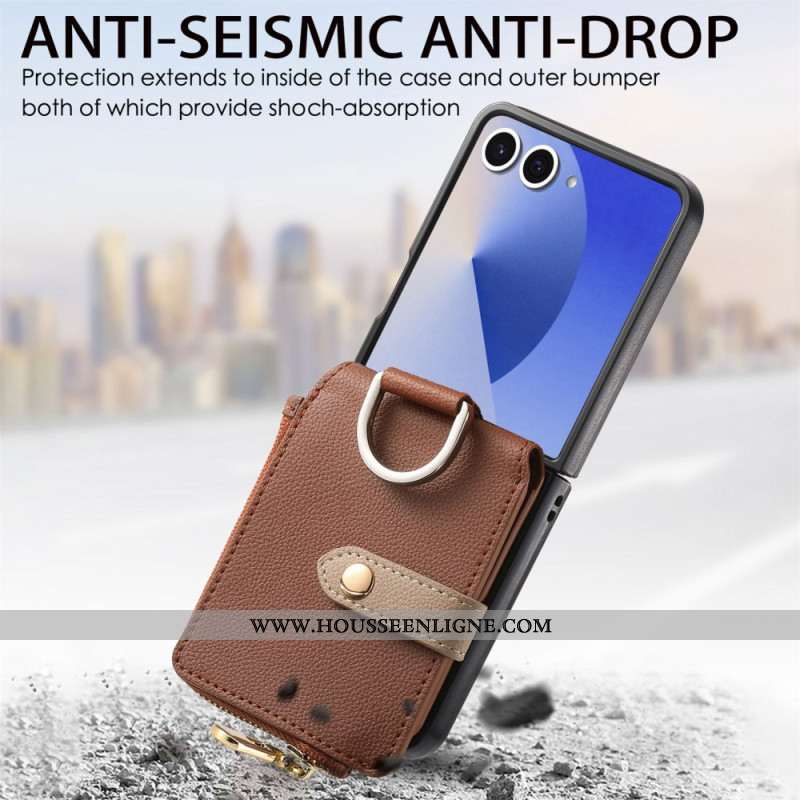 Coque Samsung Galaxy Z Flip 7 Porte-Monnaie et Anneau
