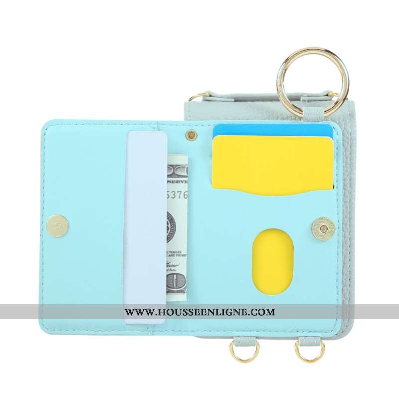 Coque Samsung Galaxy Z Flip 7 Portefeuille Matelassé avec Bandoulière