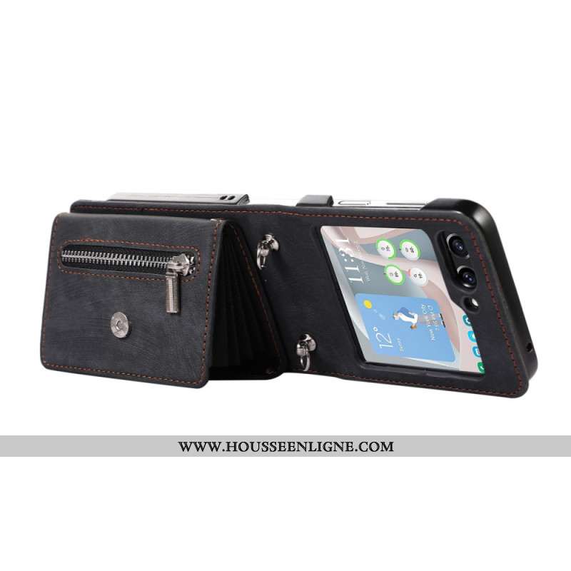 Coque Samsung Galaxy Z Flip 7 Portefeuille avec Lanière et Bandoulière