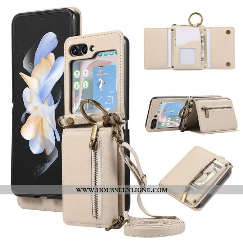 Coque Samsung Galaxy Z Flip 7 Portefeuille et Bandoulière