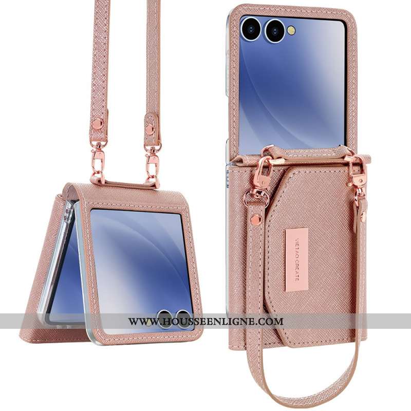 Coque Samsung Galaxy Z Flip 7 Portefeuille et Sangle
