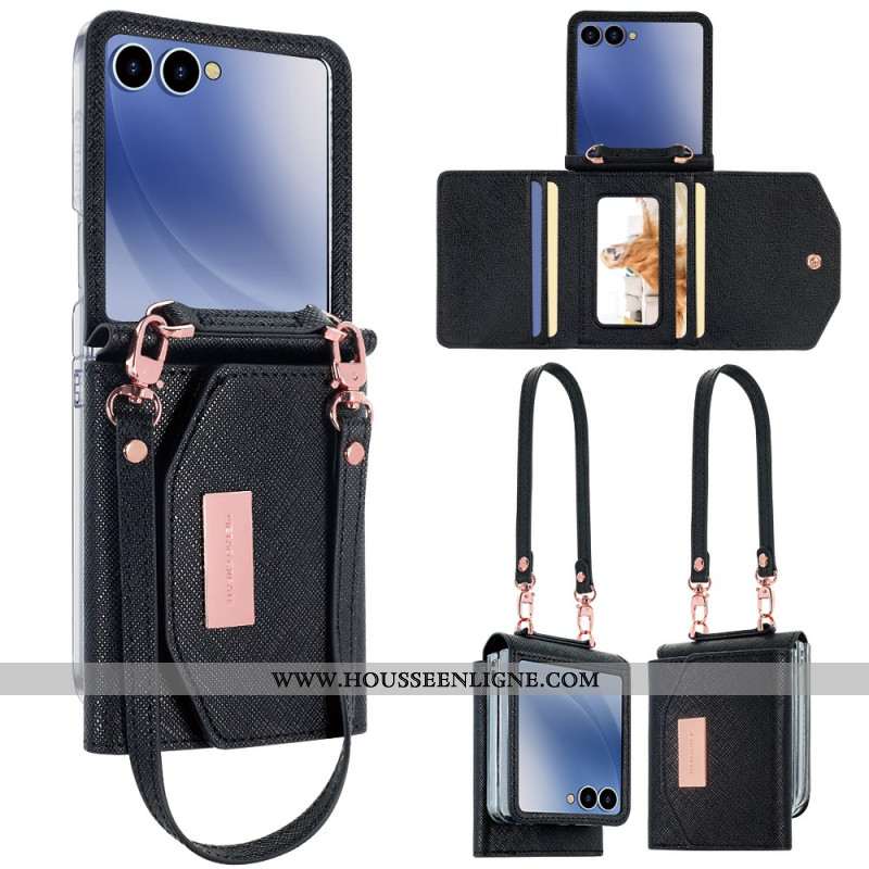 Coque Samsung Galaxy Z Flip 7 Portefeuille et Sangle