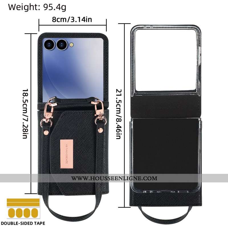 Coque Samsung Galaxy Z Flip 7 Portefeuille et Sangle