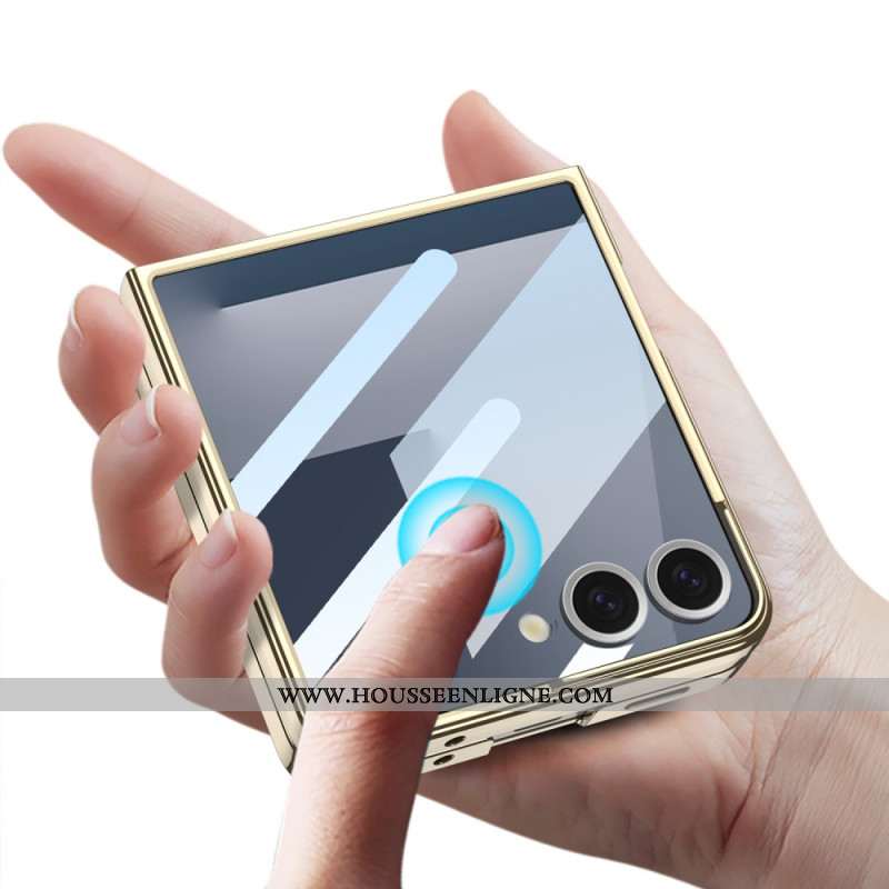 Coque Samsung Galaxy Z Flip 7 Protection Écran et Rebords Effet Métal