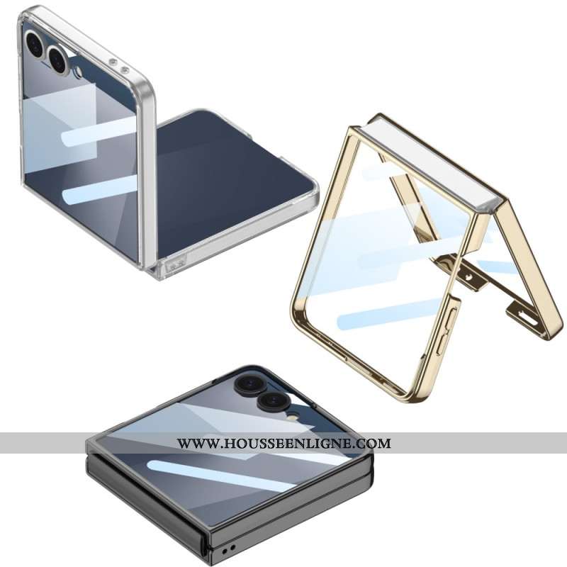 Coque Samsung Galaxy Z Flip 7 Protection Écran et Rebords Effet Métal