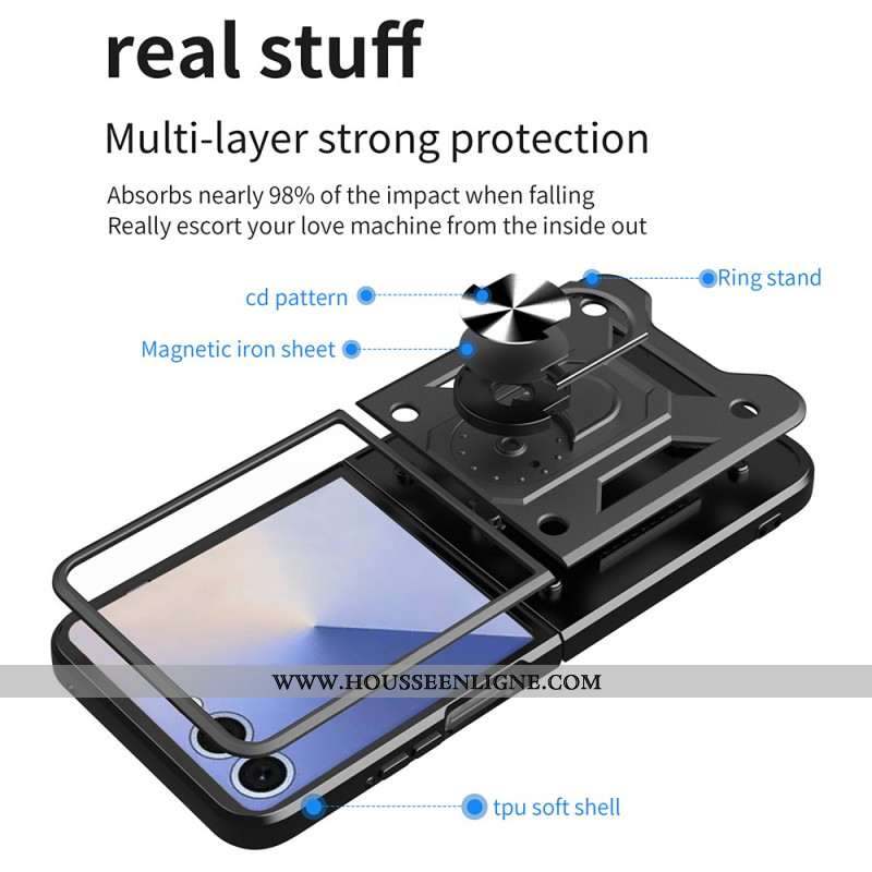 Coque Samsung Galaxy Z Flip 7 Robuste avec Anneau-Support