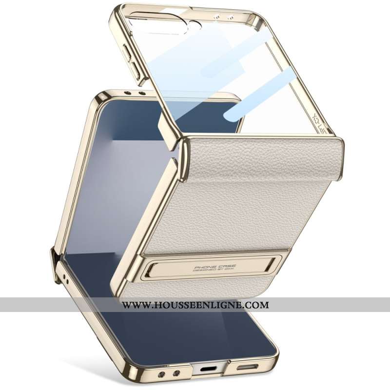 Coque Samsung Galaxy Z Flip 7 Simili Cuir et Support GKK