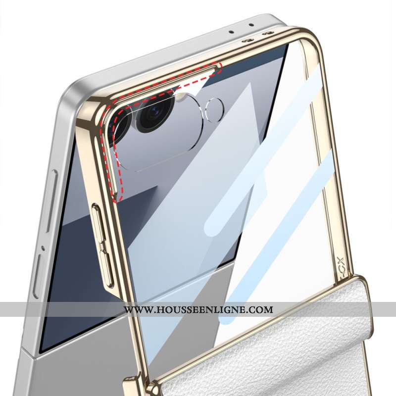 Coque Samsung Galaxy Z Flip 7 Simili Cuir et Support GKK