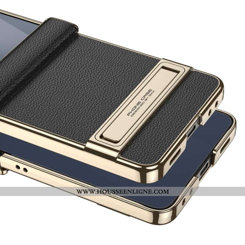 Coque Samsung Galaxy Z Flip 7 Simili Cuir et Support GKK
