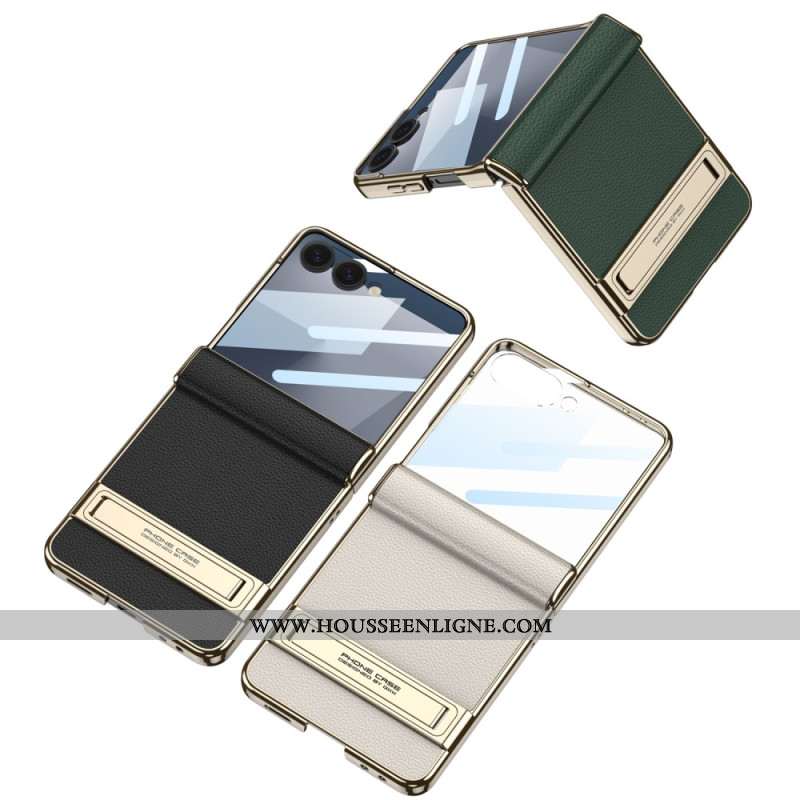 Coque Samsung Galaxy Z Flip 7 Simili Cuir et Support GKK